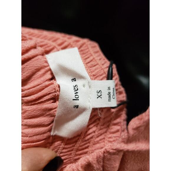 A Loves A Womens Pink Backless Ruched Wide Strap Lace Up V Neck Jumpsuit Size XS - Picture 11 of 16